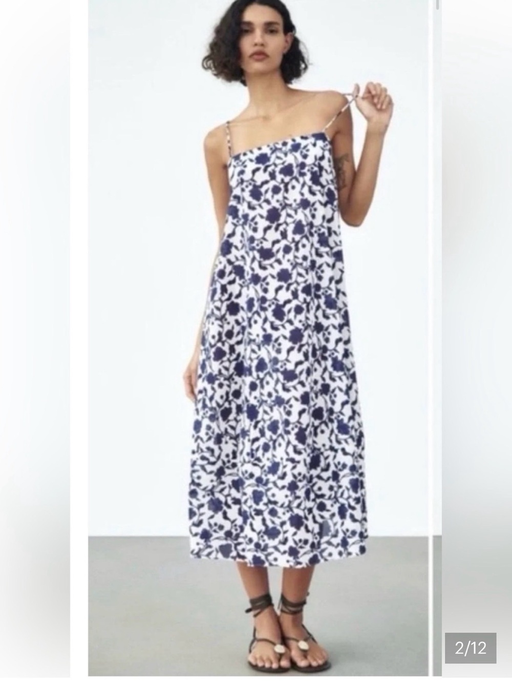 Zara Blue Floral Midi Dress - Classic Summer Style - XS